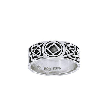 NA Recovery Symbol Silver Band Ring TRI1384 - Jewelry